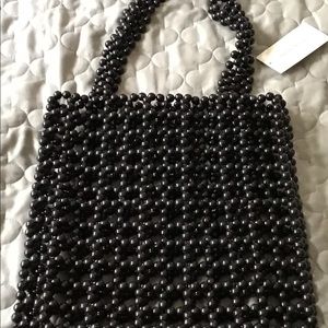 Elegant Black Beaded Tote Bag